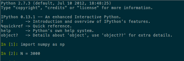 IPython shell in a terminal